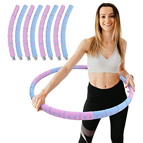 Hula Hoop Fitness Reifen Edelstahl 8 Teile gepolstert befüllbar Pink Blau von RAMROXX