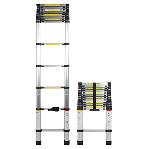 8 m/7 m/6,2 m/5 m/4,2 m/3,8 m/2,6 m hohe Teleskopleiter aus Aluminium, robuste, zusammenklappbare Teleskopleiter für Dächer, Wohnmobile, Dachböden, Häuser und Außenbereiche, Tragkraft 150 kg (Größe: von RASOANOA