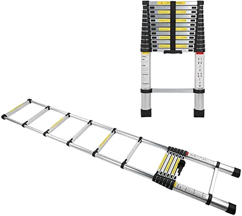 Ausziehbare/Aluminium-Teleskopleiter 6,2 m/5 m/3,8 m/3,2 m/2,9 m/2,6 m/2 m hoch, Teleskopleitern für Zuhause, Wohnmobil, Dachbodenarbeiten im Freien, Tragkraft 150 kg (Größe: 2,6 m/(Silber 1,4 m/4,5 von RASOANOA