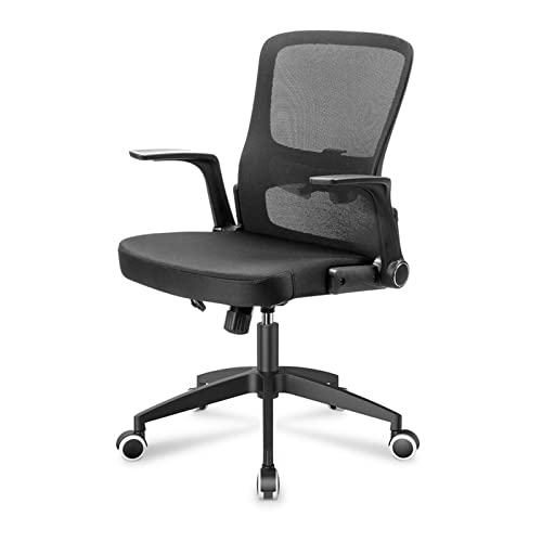 Bürostuhl Schwarz Ergonomischer Bürostuhl Gitter-Arbeitsschreibtischstuhl Hohe Rückenlehne Drehbarer Bürostuhl Verstellbare Armlehnen Sitzhöhe und Lordosenstütze Büro-Computerschreibtischstuhl von RASOANOA