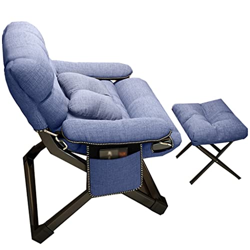 RASOANOA Fußhocker Relaxsessel mit Hocker, Sessel Relaxsessel Modern, Klappsessel mit Lendenkissen, Rückenlehne mit 4 Gängen für Innenschlafzimmer (Farbe: Blau) Ambitious von RASOANOA