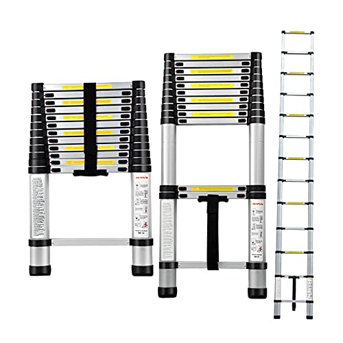 Teleskop-Ausziehleiter für den Außenbereich, 8 m/7 m/6,2 m/5 m/4,2 m/3,8 m/2,6 m, Aluminium-Teleskop-Ausziehleitern für Dach, Wohnmobil, Dachboden, Haus, Arbeit im Freien, Tragkraft 150 kg Ambitious von RASOANOA