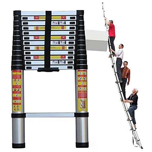 Teleskopleiter 1,4 M/2 M/2,6 M/2,9 M/3,2 M/3,8 M/4,1 M/4,4 M/4,6 M/5,0 M/5,4 M/5,8 M/6,2 M Auszieh-Teleskopleitern für Mehrzweck-Arbeit auf dem Dachboden und im Wohnmobil/Silber/3,2 M/10,5 Fuß von RASOANOA