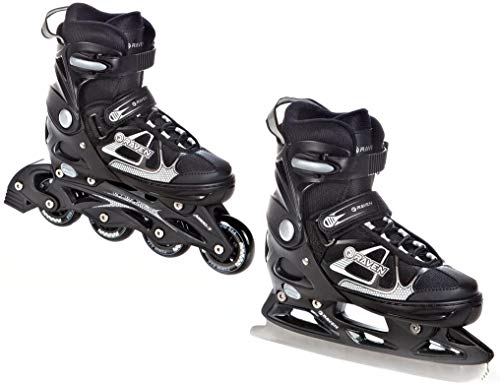 RAVEN 2in1 Schlittschuhe Inline Skates Inliner Spirit Black/White verstellbar Größe: 37-40 (23,5cm-26cm) von RAVEN