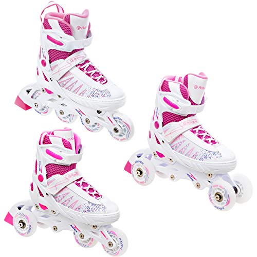 Raven 3in1 Inline Skates Inliner Triskates Rollschuhe Grace LED Leucht-Räder verstellbar (31-35 (20,5-23cm) von RAVEN