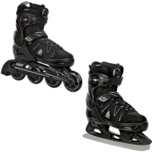 RAVEN Inlineskates Inliner Pulse verstellbar als 2in1 Inlineskates/PRO Black mit Eishockey-Kufen (PRO Black mit Eishockey-Kufen, 40-43) von RAVEN