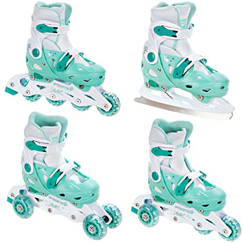 RAVEN 4in1 Inlineskates/Triskates/Rollschuhe/Schlittschuhe Balloon verstellbar (Mint, 29-32 (18cm-20cm)) von RAVEN