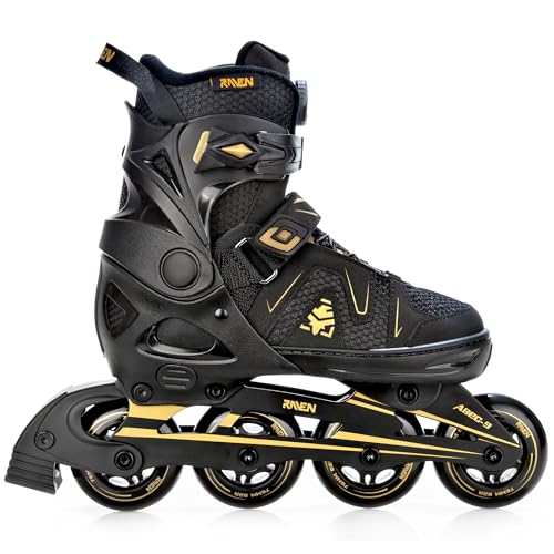 RAVEN Pulse Inline Skates Inliner für Kinder und Erwachsene OPTIONAL 2in1 mit Schlittschuhen verstellbar (PRO Gold ohne Kufen, 37-40 (23,5-26cm)) von RAVEN