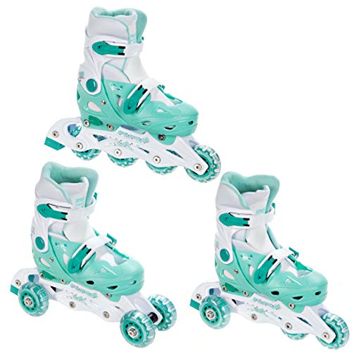 Raven 3in1 Kinder Inlineskates/Triskates/Rollschuhe Balloon verstellbar (Mint, 33-36 (20cm-22,5cm) von RAVEN