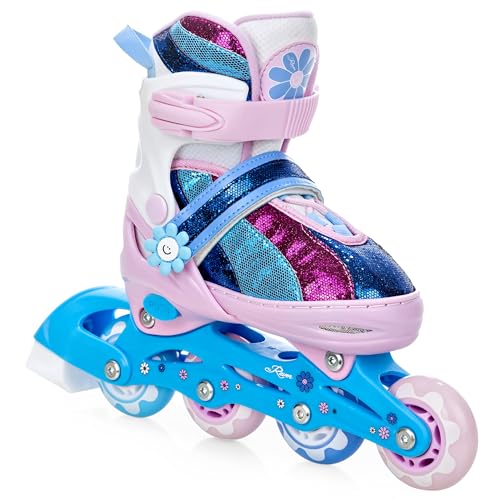 RAVEN Inline Skates Inliner für Kinder Mädchen verstellbar (Senia, 27-30 (16,5cm-18,5cm)) von RAVEN