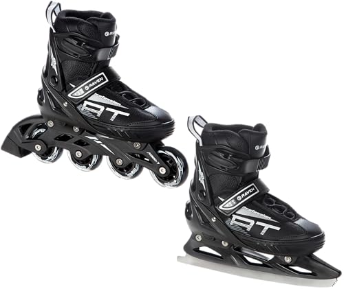 RAVEN Profession Inlineskates Inliner für Kinder und Erwachsene OPTIONAL 2in1 mit Schlittschuhen verstellbar (Black mit Kufen, 31-35 (20,5cm-23cm)) RAVEN Profession Inlineskates Inliner für Kinder und Erwachsene OPTIONAL 2in1 mit Schlittschuhen verstellbar (Black mit Kufen, 31-35 (20,5cm-23cm)) von RAVEN