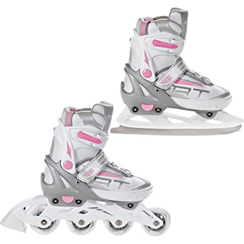 RAVEN Profession Inlineskates Inliner für Kinder und Erwachsene OPTIONAL 2in1 mit Schlittschuhen verstellbar (White/Pink mit Kufen, 31-35 (20,5cm-23cm)) RAVEN Profession Inlineskates Inliner für Kinder und Erwachsene OPTIONAL 2in1 mit Schlittschuhen verstellbar (White/Pink mit Kufen, 31-35 (20,5cm-23cm)) von RAVEN