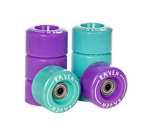 Raven Rollen für Rollschuhe mit Kugellager Abec7 (4X Mint + 4X Violet) von RAVEN