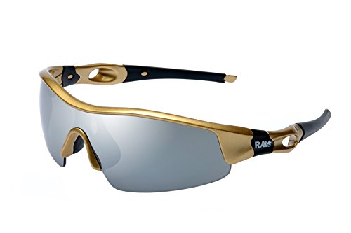 Ravs Sportbrille Radbrille - Fahrradbrille Sonnenbrille inkl.SOFTBAG Farbe Gold von Ravs