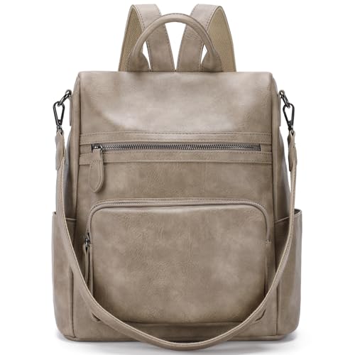 RAVUO Damen Rucksack, Leder Anti Diebstahl Rucksackhandtaschen 2 in 1 Handtasche Elegant Cityrucksack Mittelgroß Khaki RAVUO Damen Rucksack, Leder Anti Diebstahl Rucksackhandtaschen 2 in 1 Handtasche Elegant Cityrucksack Mittelgroß Khaki von RAVUO