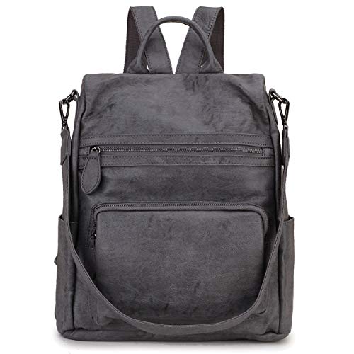 RAVUO Damen Rucksack, Lederrucksack Anti Diebstahl Rucksackhandtaschen Elegant Handtasche Cityrucksack Mittelgroß Retro,Grau RAVUO Damen Rucksack, Lederrucksack Anti Diebstahl Rucksackhandtaschen Elegant Handtasche Cityrucksack Mittelgroß Retro,Grau von RAVUO