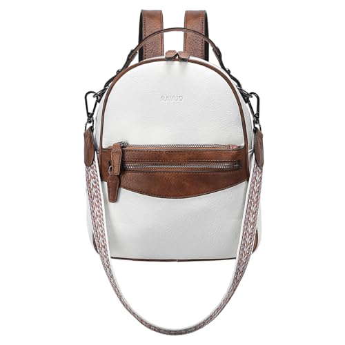 RAVUO Kleiner Rucksack Damen, Elegant Cityrucksack Klein Lederrucksack 2 in 1 Handtasche Damen-Rucksackhandtaschen Weiß RAVUO Kleiner Rucksack Damen, Elegant Cityrucksack Klein Lederrucksack 2 in 1 Handtasche Damen-Rucksackhandtaschen Weiß von RAVUO