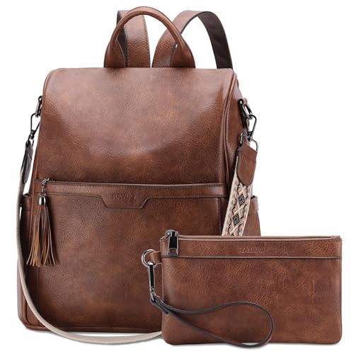 RAVUO Rucksack Damen, Anti Diebstahl Pu Leder Rucksack Tasche 2 in 1 Elegant Cityrucksack Wasserdicht Rucksackhandtasche mit Geldbörse,Braun RAVUO Rucksack Damen, Anti Diebstahl Pu Leder Rucksack Tasche 2 in 1 Elegant Cityrucksack Wasserdicht Rucksackhandtasche mit Geldbörse,Braun von RAVUO