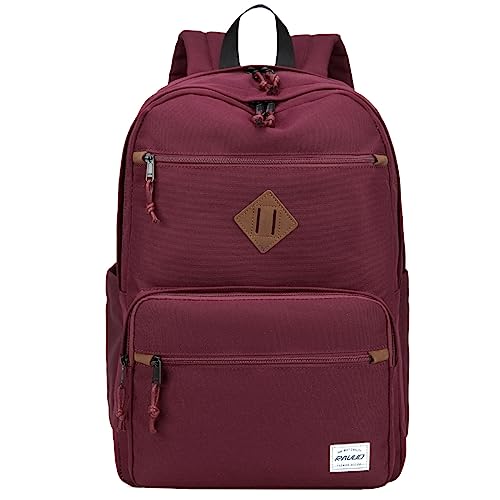 RAVUO Rucksack Damen, Schulrucksack Teenager 15,6 Zoll Laptop Rucksack Wasserbeständig Modern Women College Backpack Casual Daypack Burgund von RAVUO