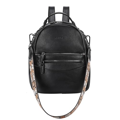 RAVUO Rucksack Damen Klein, Retro Leder Kleiner Damen-Rucksackhandtaschen Mini Cityrucksack Wasserdichte Damenrucksäcke 2 In 1 Handtasche Schwarz RAVUO Rucksack Damen Klein, Retro Leder Kleiner Damen-Rucksackhandtaschen Mini Cityrucksack Wasserdichte Damenrucksäcke 2 In 1 Handtasche Schwarz von RAVUO