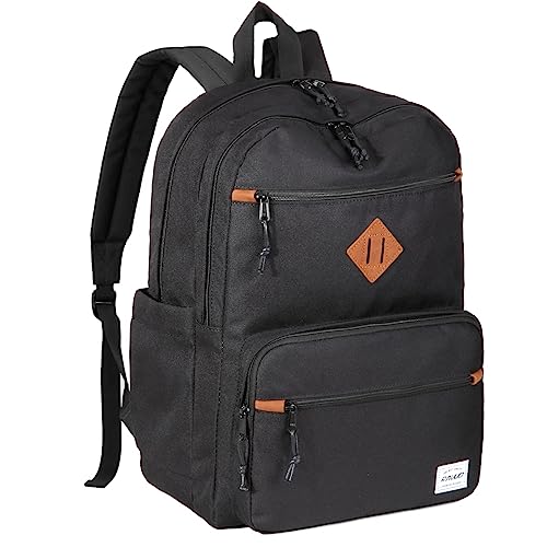 RAVUO Rucksack Herren Damen, 15,6 Zoll Laptop Schulrucksack Teenager Wasserbeständig Rucksack Modern Schultasche Backpack Men Women Daypack Schwarz von RAVUO