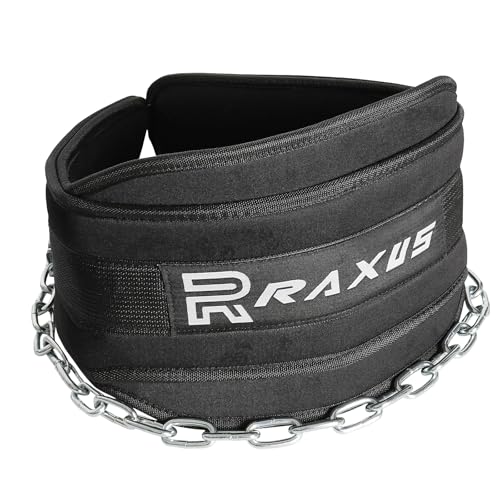 RAXUS Gewichthebergürtel mit 2 Karabinern – Gym-Gürtel, Powerlifting, Fitnessstudio, Gewichtheben, Dip Belt – Herren und Damen von RAXUS