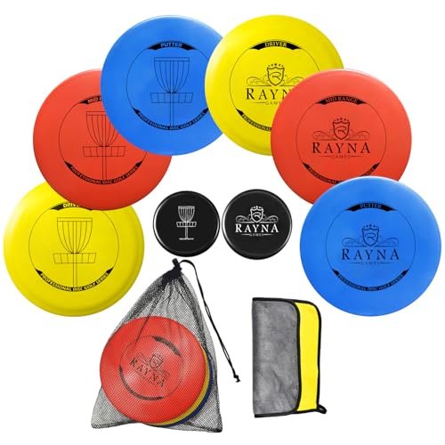 RAYNA GAMES 6 Stück Disc Golf Scheiben Set, Professional Disc Golf Set,Reguläre Größe Discgolf Scheibe für Erwachsene,Putter Midrange Driver Disc Perfect Outdoor Spiele RAYNA GAMES 6 Stück Disc Golf Scheiben Set, Professional Disc Golf Set,Reguläre Größe Discgolf Scheibe für Erwachsene,Putter Midrange Driver Disc Perfect Outdoor Spiele von RAYNA GAMES