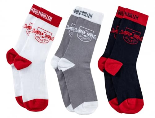 RB Leipzig Socken - Logo - 3er Set schwarz-grau-weiß RBL Größe 39-42 von RB Leipzig