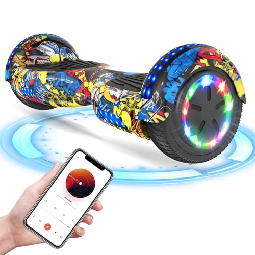 RCB 6,5" Hoverboards, Elektro Skateboard Self Balance Scooter mit Bluetooth-Lautsprecher, LED-Licht, Starker Dual Motor, Geschenke für Erwachsene Kinder Jugendliche von RCB