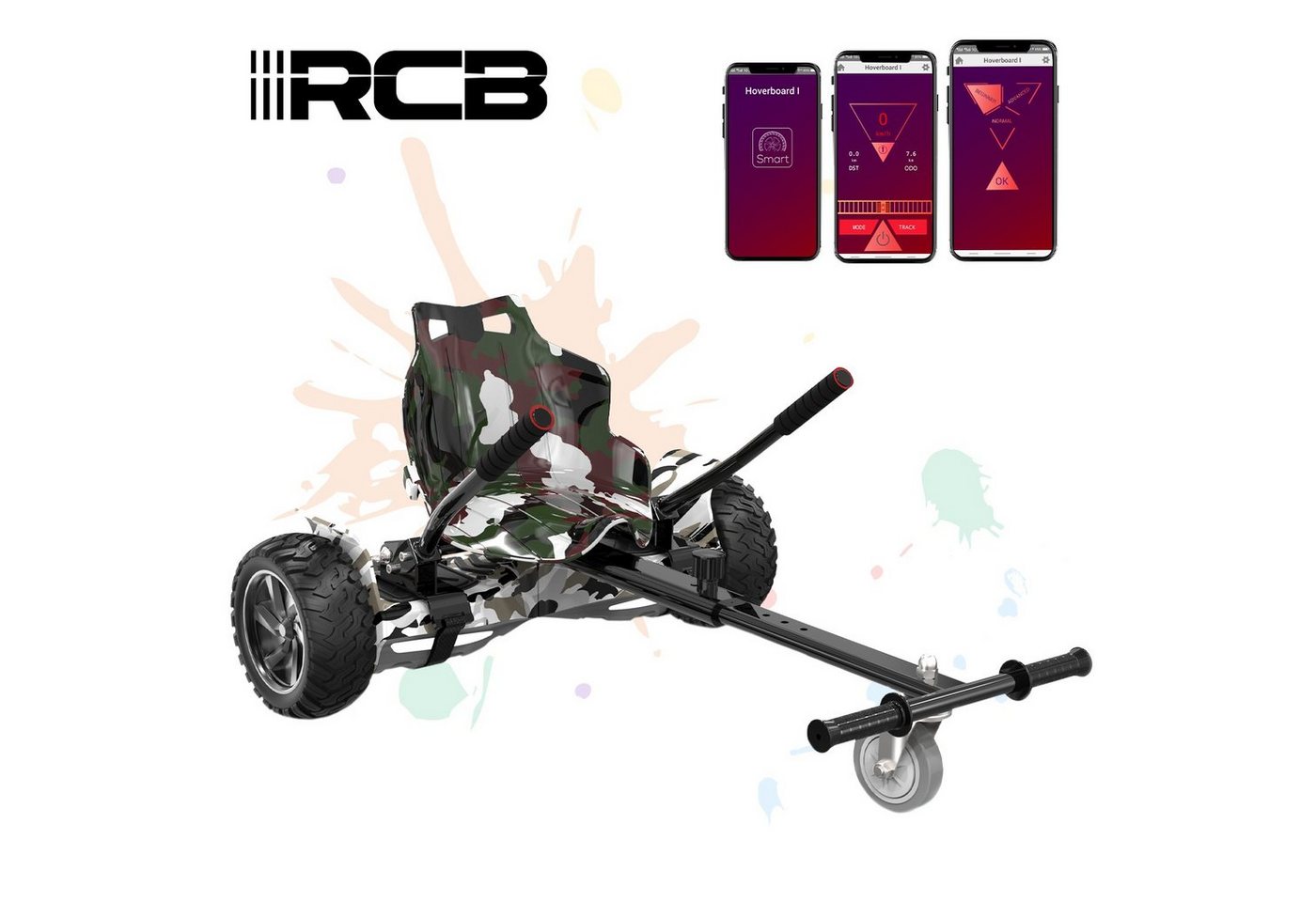 RCB TECH Balance Scooter Kart Set, HM+ Go-Kart, 8,5'' Off-Road SUV Hoverboard mit Hoverkart, APP, BT von RCB TECH