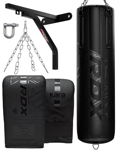 RDX 145CM Ungefüllt Boxsack Hängend mit Handschuhen und Stahlkette Drehwirbel Mit 50KG Füllmenge, Erwachsene Maya Hide Leder, Punching Bag für Boxen Fitnessstudio Kickboxen MMA Muay Thai Karate RDX 145CM Ungefüllt Boxsack Hängend mit Handschuhen und Stahlkette Drehwirbel Mit 50KG Füllmenge, Erwachsene Maya Hide Leder, Punching Bag für Boxen Fitnessstudio Kickboxen MMA Muay Thai Karate von RDX