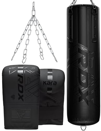 RDX 145CM Ungefüllt Boxsack Hängend mit Handschuhen und Stahlkette Drehwirbel Mit 50KG Füllmenge, Erwachsene Maya Hide Leder, Punching Bag für Boxen Fitnessstudio Kickboxen MMA Muay Thai Karate RDX 145CM Ungefüllt Boxsack Hängend mit Handschuhen und Stahlkette Drehwirbel Mit 50KG Füllmenge, Erwachsene Maya Hide Leder, Punching Bag für Boxen Fitnessstudio Kickboxen MMA Muay Thai Karate von RDX