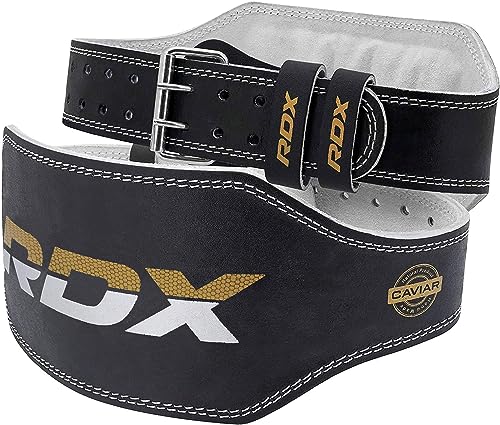 RDX 6 Zoll Gewichthebergürtel Schnalle Leder Fitness-Gürtel Geeignet Für Bodybuilding, Gewichtheben & Krafttraining, Schwarz, Gr.- XL von RDX