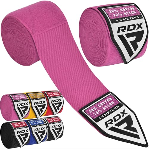 RDX Boxen Boxbandagen Wraps MMA Handschuhe Daumenschlaufe Innenhandschuhe Muay Thai,pink, Länge:4,5 Meter von RDX