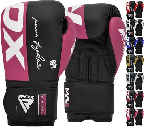 RDX Boxhandschuhe, Maya Hide Leder Trainingshandschuhe für Muay Thai, Kickboxen, Sparring, Boxsack, Sandsack, Kickboxhandschuhe, Kampfsport Training Heim Fitnessstudio Männer Women 8 10 12 14 16 OZ von RDX