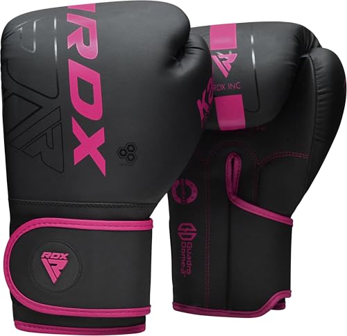 RDX Boxhandschuhe, Muay Thai Kickboxen Sparring, Maya Hide Leder Kara Boxing Gloves Männer Damen, Boxsack Punchinghandschuhe, Kickboxhandschuhe MMA Kampfsport Training Schwarz Adult 8 10 12 14 16oz von RDX