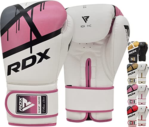 RDX Boxhandschuhe Muay Thai Kickboxen Sparring, Maya Hide Leder EGO Boxing Gloves, Sandsack Boxsack Punchinghandschuhe Adult, Kickboxhandschuhe Kampfsport MMA Training 8 10 12 14 16oz, Männer Damen von RDX