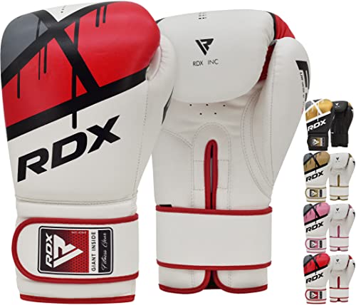 RDX Boxhandschuhe Muay Thai Kickboxen Sparring, Maya Hide Leder EGO Boxing Gloves, Sandsack Boxsack Punchinghandschuhe Adult, Kickboxhandschuhe Kampfsport MMA Training 8 10 12 14 16oz, Männer Damen von RDX