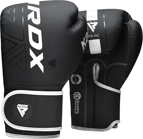 RDX Boxhandschuhe, Muay Thai Kickboxen Sparring, Maya Hide Leder Kara Boxing Gloves Männer Damen, Boxsack Punchinghandschuhe, Kickboxhandschuhe MMA Kampfsport Training Schwarz Adult 8 10 12 14 16oz von RDX