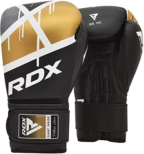 RDX Boxhandschuhe Muay Thai Kickboxen Sparring, Maya Hide Leder EGO Boxing Gloves, Sandsack Boxsack Punchinghandschuhe Adult, Kickboxhandschuhe Kampfsport MMA Training 8 10 12 14 16oz, Männer Damen von RDX