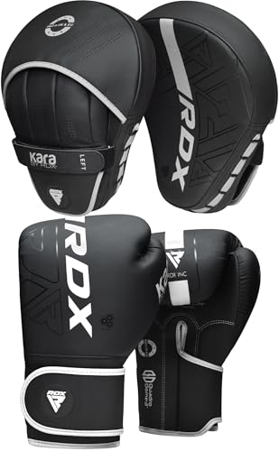 RDX Boxhandschuhe und Pratzen Set, Kampfsport Handpratzen, Muay Thai Boxpratzen Mitts, MMA Training Boxen Pads, Sparring Schlagpolster, Kickboxen Schlagkissen, Haken und Jab Boxpads (MEHRWEG) von RDX