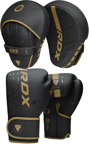 RDX Boxhandschuhe und Pratzen Set, Kampfsport Handpratzen, Muay Thai Boxpratzen Mitts, MMA Training Boxen Pads, Sparring Schlagpolster, Kickboxen Schlagkissen, Haken und Jab Boxpads (MEHRWEG) von RDX