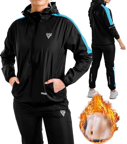 RDX Damen Sweatanzug zum Abnehmen, Saunaanzug Reach Oeko TEX 100 Zertifiziert, Kapuzenanzug Saunaanzug Sweatanzug Sportanzug Trainingsanzug Thermo-Sweatanzug Boxen MMA Gym Fitness Laufen Damen RDX Damen Sweatanzug zum Abnehmen, Saunaanzug Reach Oeko TEX 100 Zertifiziert, Kapuzenanzug Saunaanzug Sweatanzug Sportanzug Trainingsanzug Thermo-Sweatanzug Boxen MMA Gym Fitness Laufen Damen von RDX