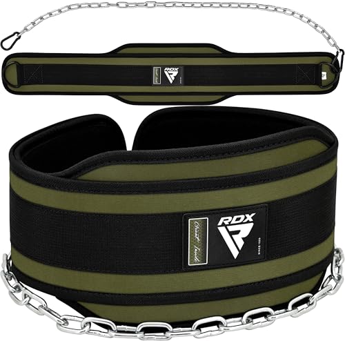 RDX Dip Gürtel 6" mit Kette und Karabiner, Profi Gewichtsgürtel für Zusatzgewicht, Gewichthebergürtel Klimmzügen Dipping Belt, Gewichtheben Bodybuilding Krafttraining, Männer Herren Damen von RDX