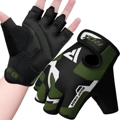 RDX Fitness Handschuhe Damen Herren, Gewichtheben Trainingshandschuhe Krafttraining, rutschfest Gym Bodybuilding Workout Weight Lifting Gloves, Kraftsport Klimmzüge Workout, Powerlifting Radfahren von RDX