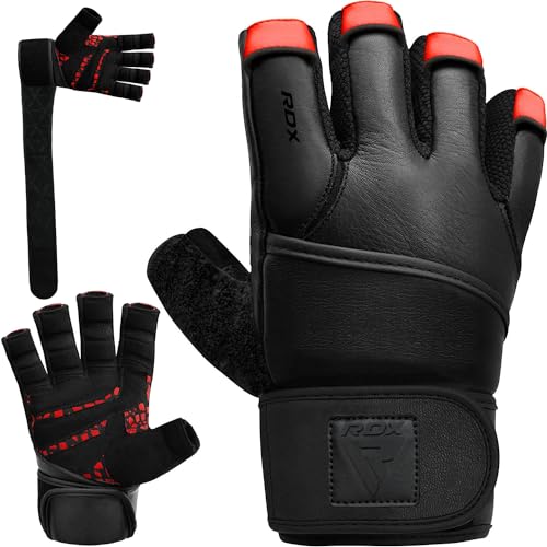 RDX Fitness Handschuhe Maya Hide leder, 50cm Lang Handgelenkschutz, Krafttraining Gewichtheben Trainingshandschuhe Gepolstert Griff, Bodybuilding Gym Workout Kraftsport Klimmzüge Weight Lifting Gloves von RDX