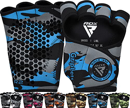 RDX Fitness Handschuhe Griffpads Griffpolster Damen Herren, Gewichtheben Workout Gym Gloves Krafttraining Trainingshandschuhe, Exercise Weightlifting Bodybuilding Sporthandschuhe Grip, Kraftsport von RDX