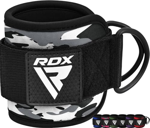 RDX Fußschlaufen Kabelzug Gepolstert, 7MM Neoprenstütze 10”x4”, Ankle Straps, Handgelenk wickelt Mit 2 D-Ring für Cable Machine Fitness Training Fußmanschetten Gym Gesäß Beintraining, Frauen Männer von RDX