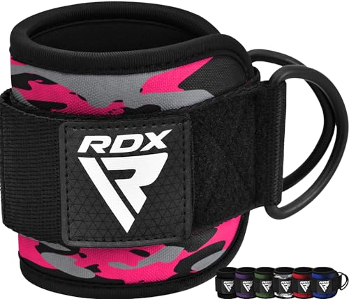 RDX Fußschlaufen Kabelzug Gepolstert, 7MM Neoprenstütze 10”x4”, Ankle Straps, Handgelenk wickelt Mit 2 D-Ring für Cable Machine Fitness Training Fußmanschetten Gym Gesäß Beintraining, Frauen Männer von RDX