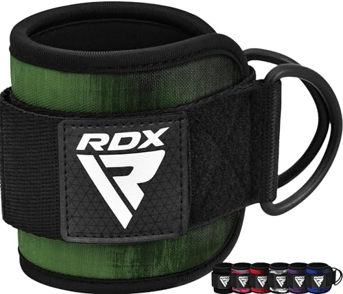 RDX Fußschlaufen Kabelzug Gepolstert, 7MM Neoprenstütze 10”x4”, Ankle Straps, Handgelenk wickelt Mit 2 D-Ring für Cable Machine Fitness Training Fußmanschetten Gym Gesäß Beintraining, Frauen Männer von RDX